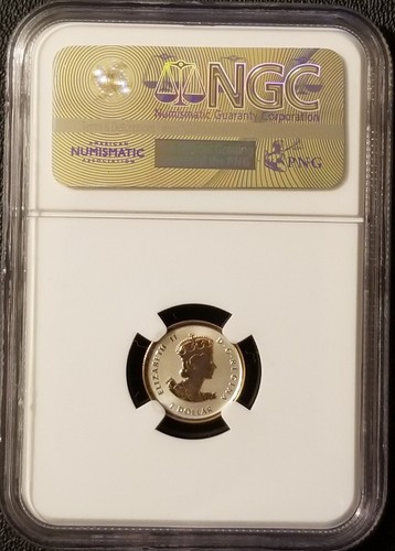 2016 Canada: 1/20 oz $1 Historic Reign, Gilt Maple Leaf, Reverse Proof, NGC PF69