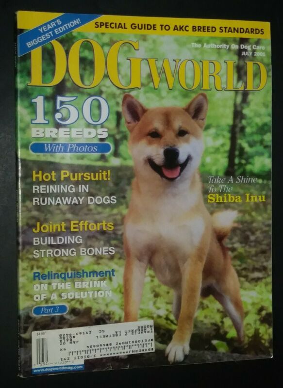 Dogs World Illustrated Magazine Shiba Inu Cover + Photos & Articles July 2001