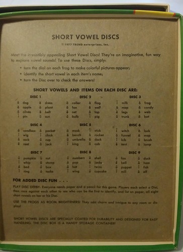 Learn Short Vowel Discs Colorful Frogs in Box by Trend Enterprises vintage teach