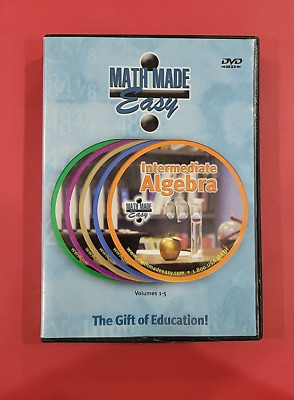 Math Made Easy Intermediate Algebra Volumes 1-5 DVD Video Tutoring Home School
