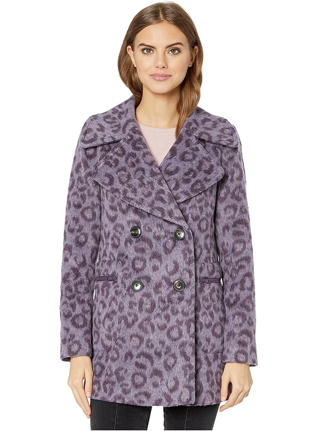 Kate Spade New York 248852 Womens Brushed Leopard Coat