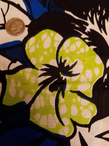 Phoenix Wax Guaranteed Veritable Traditional Real Wax Blue Floral Fabric 2 Yards