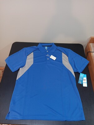 PGA Tour Mens AirFlux Short Sleeve Golf Polo Shirt Blue/Gray- Size XL NWT