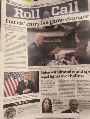 Roll Call Newspaper Tuesday July 23 2024 Harris ' entry is a game changer