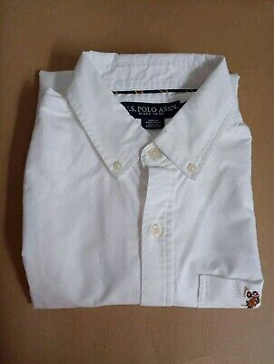 U.S. Polo ASSN Men's Woven Shirt Long Sleeve Button Down Size M Optic White 