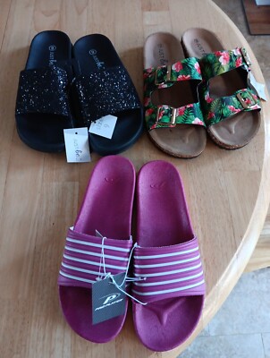 Just Be Size 9 Women's Slide Sandals - Lot of 3 - All Cute - Great Style!!