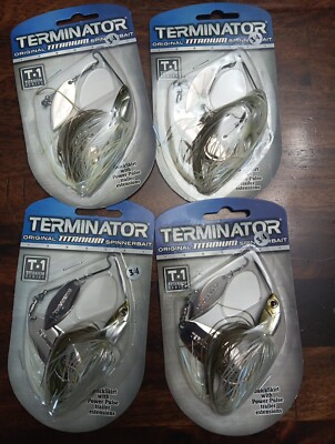 4 Terminator Titanium T-1 3/4 oz. Spinnerbait Blue Back Herring New On Cards