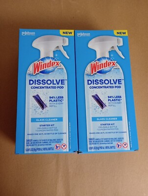 NEW (2) Windex Dissolve Glass Cleaner Concentrated Pod Starter Kit FREE SHIPPING