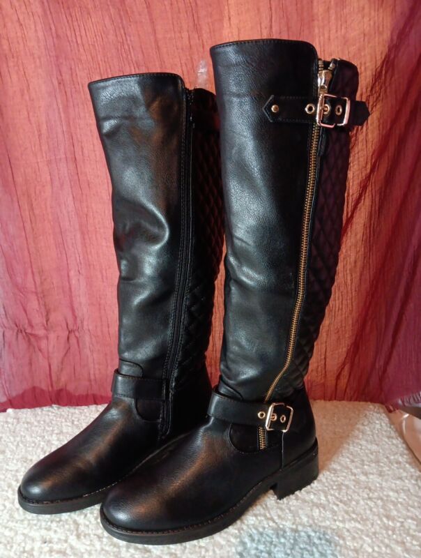 Womens Heel Knee High Flat Riding Boots (wide-calf) Winter Snow Boot Shoes Size 