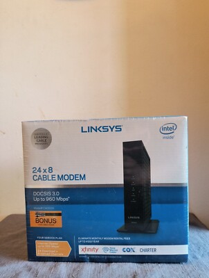 Linksys DOCSIS 3.0 24x8 Cable Modem CM3024 with Coax Cable New In Box