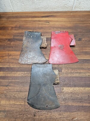 K246- 3 antique jersey pattern axe heads - 1 PLUMB, 1 True Temper, 1 unmarked