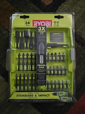 Ryobi AR2024 34 Pcs Bit Set Ideal For Standard & Impact Driving Tools Dockit NEW
