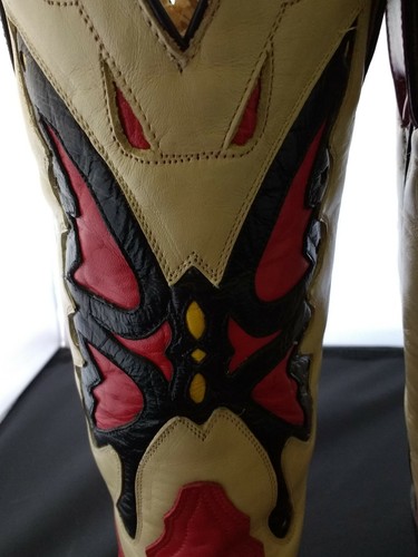 JE-VER COWBOY GIRL'S BOOTS LEATHER HAND MADE. BUTTERFLIES. Size 7-7.5 US