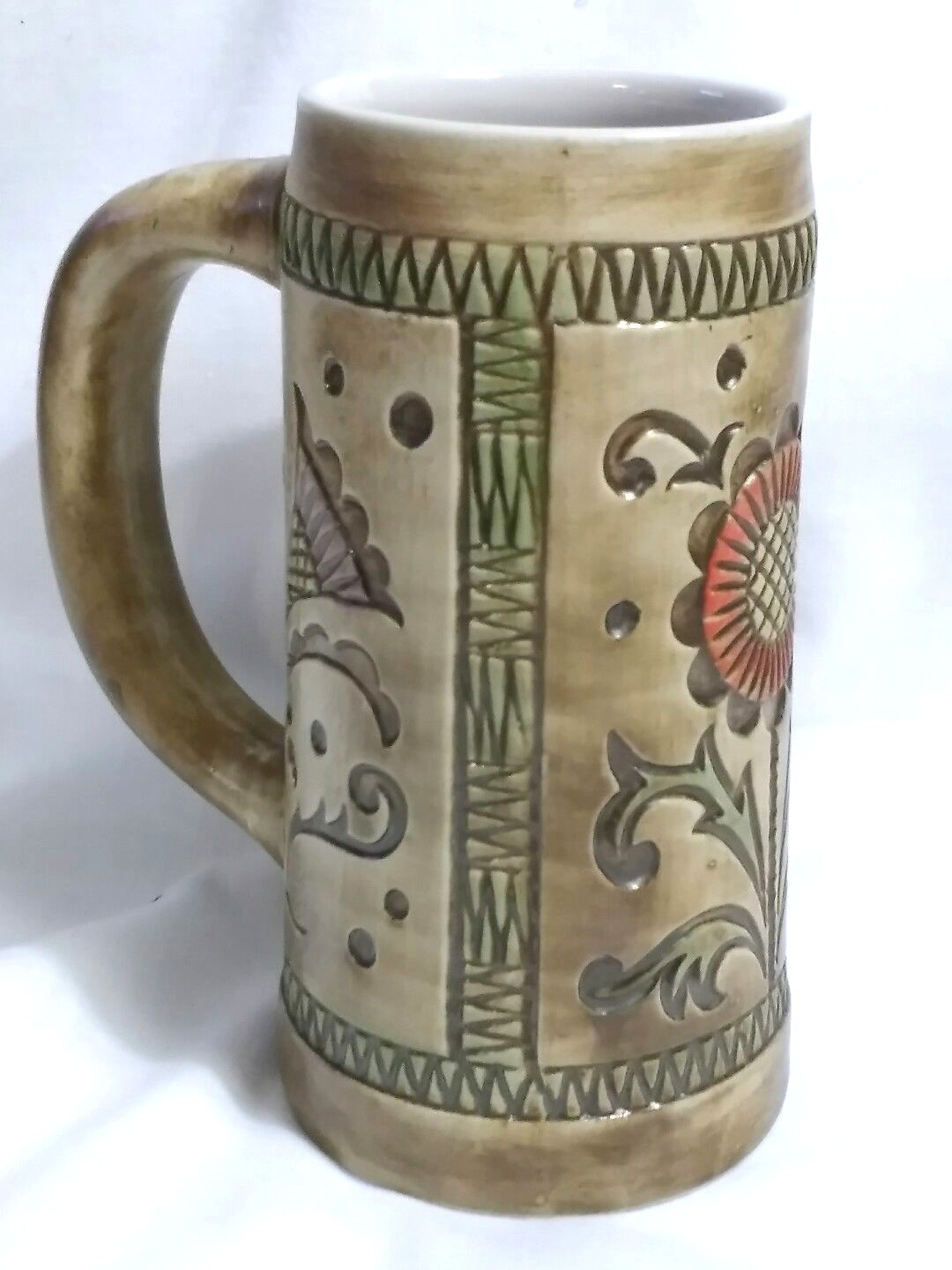 RARE Budweiser Beer Stein Ceramarte Mug Tankard Cup FLOWERS Delft Vintage Brazil