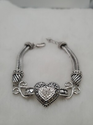 Lia Sophia ''Love Dust'' Crystal Rhinestone Heart Cut ︎Silver Tone Bracelet ︎New
