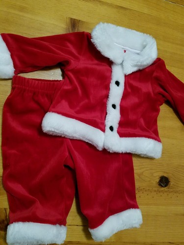 0/3 Month Baby Boy Or Girl Santa Suit Outfit Polyester Acrylic