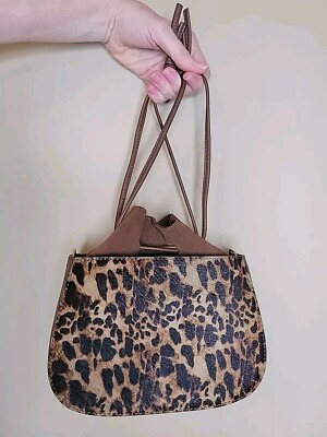 Vince Camuto Leather Calfhair Purse Crossbody Convertible Leopard Tostada NWOT