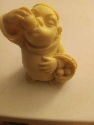 Vintage Gino Ruggeri Alabaster Resin Stone Monk Figure Statue Drinking Basket
