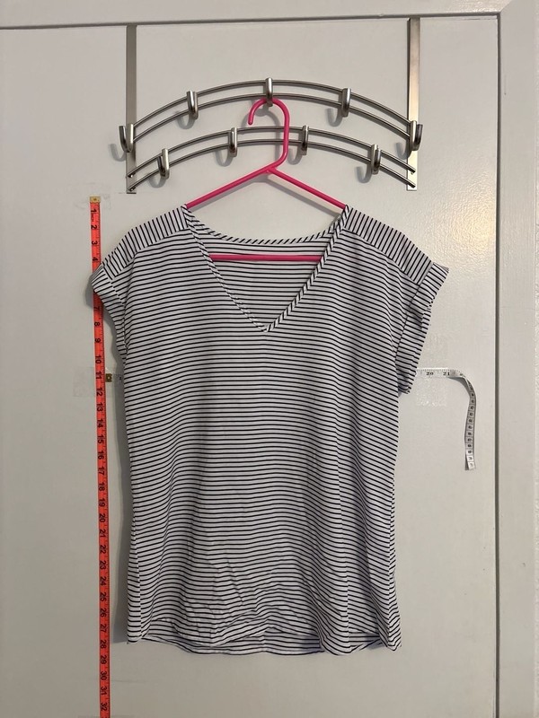 Express Black and White Striped V-Neck