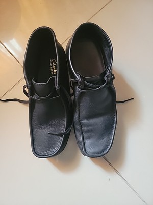 New Men Clarks Wallabee Evo Black Leather Rubber Bottom
