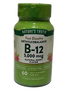 1 × NT Fast Dissolve METHYLCOBALAMIN Vitamin B-12 5000mcg 60 TABLETS EXP : 08/26
