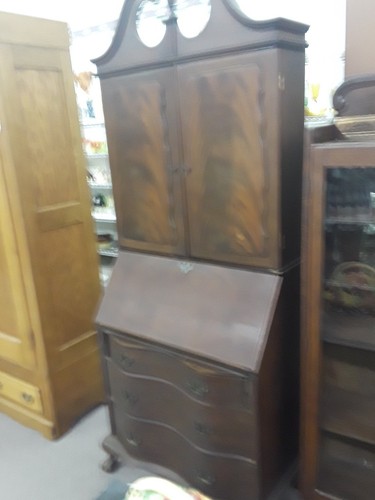 Hellrung & grimm mfg. Antique Mahogany Secretary Slant Desk with Hutch Bookcase