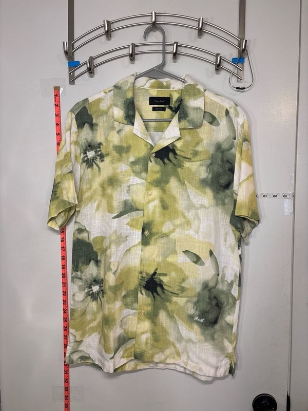 F: Porter & Ash Men's Floral Linen Blend Short Sleeve Button Down Shirt