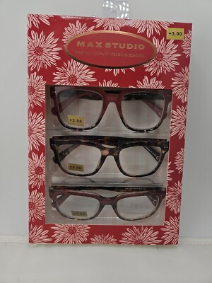 Maxstudio Designer Reading Glasses 3.00 NEW Eyeglasses