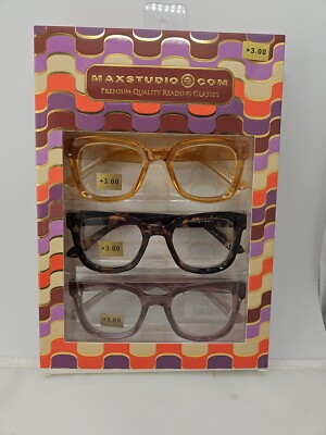 Maxstudio Designer Reading Glasses 3.00 NEW Eyeglasses