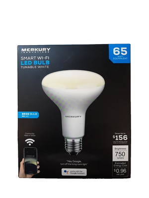 Merkury Innovations BR30 Smart Light Bulb, 65W Tunable White LED, 1-Pack