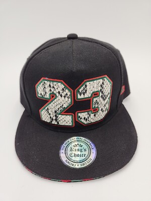Kings Choice #23 MJ Chicago Hat Snakeskin Flatbill Black Cap Snapback  UNWORN