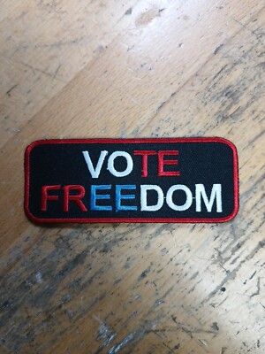 BIKER PATCH FUNNY Patch ''VOTE FREEDOM'' - 4x1.5 inch RED/WHITE/BLUE USA