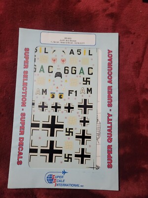 SUPERSCALE 1/48, Junkers Ju-87B-2 Stukas. decal sheet 48-443