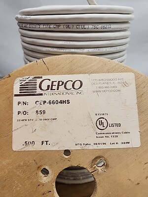 GEPCO 6604HS Shielded 4-Pair 22AWG Spool Flexible Plenum Cable 300 Feet