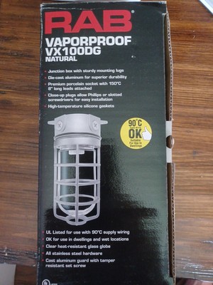 RAB VX100DG Vaporproof Light Fixture Natural.  LOT OF 2