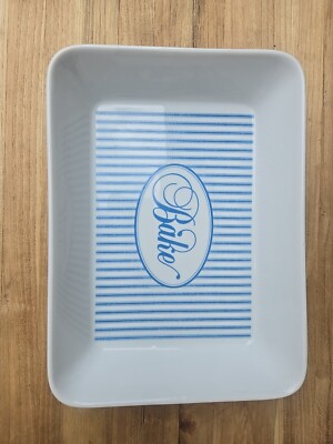 Dept 56 A La Carte Baking Dish White Blue Stripes Oven To Table