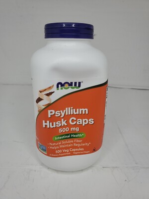 Now Foods Psyllium Husk Caps 500 mg 500 Veg Capsules GMP Quality Assured Vegan