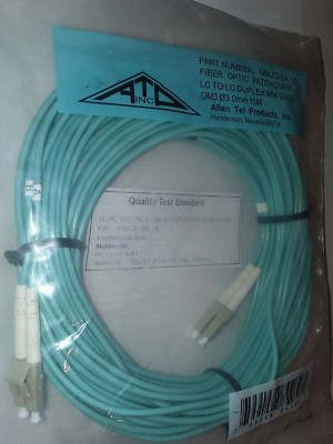Fiber Optic Patch Cord 49 Ft.LC-LC Duplex Multi Mode 15 Meter 50/125 0M3   3.0mm