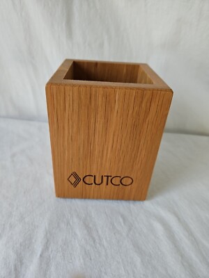 CUTCO Kitchen Tool Utensil Oak Wood Box Block Caddy Container Holder Made In USA