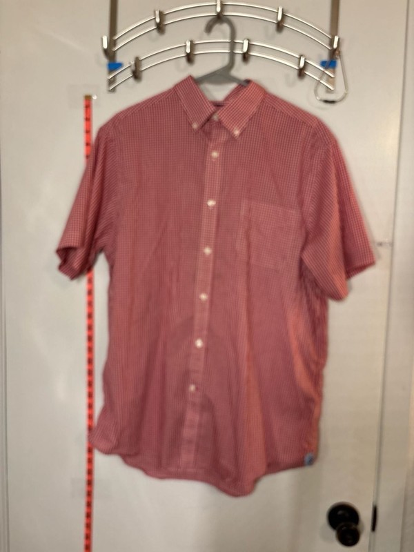 F: Cremieux Performance Red Gingham Short Sleeve Button Down Shirt