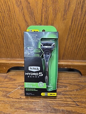 Schick Hydro 5 Sense Sensitive Skin Razor Shock Absorb 1 Handle & 2 Cartridges