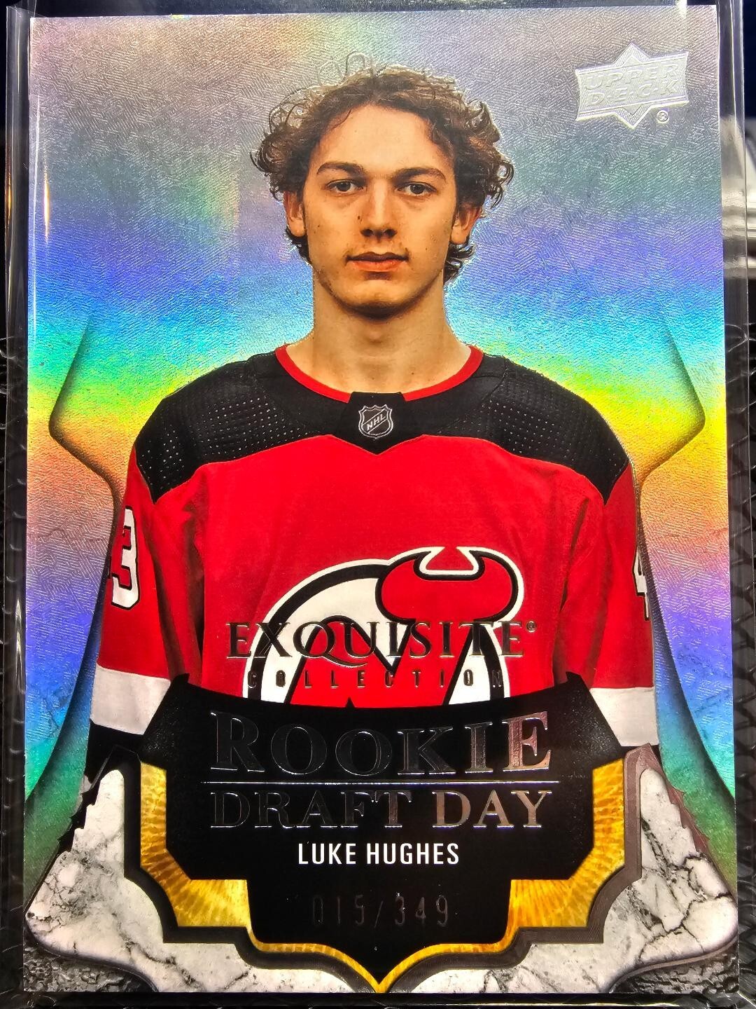 Luke Hughes 23/24 Upper Deck Exquisite Collection Rookie