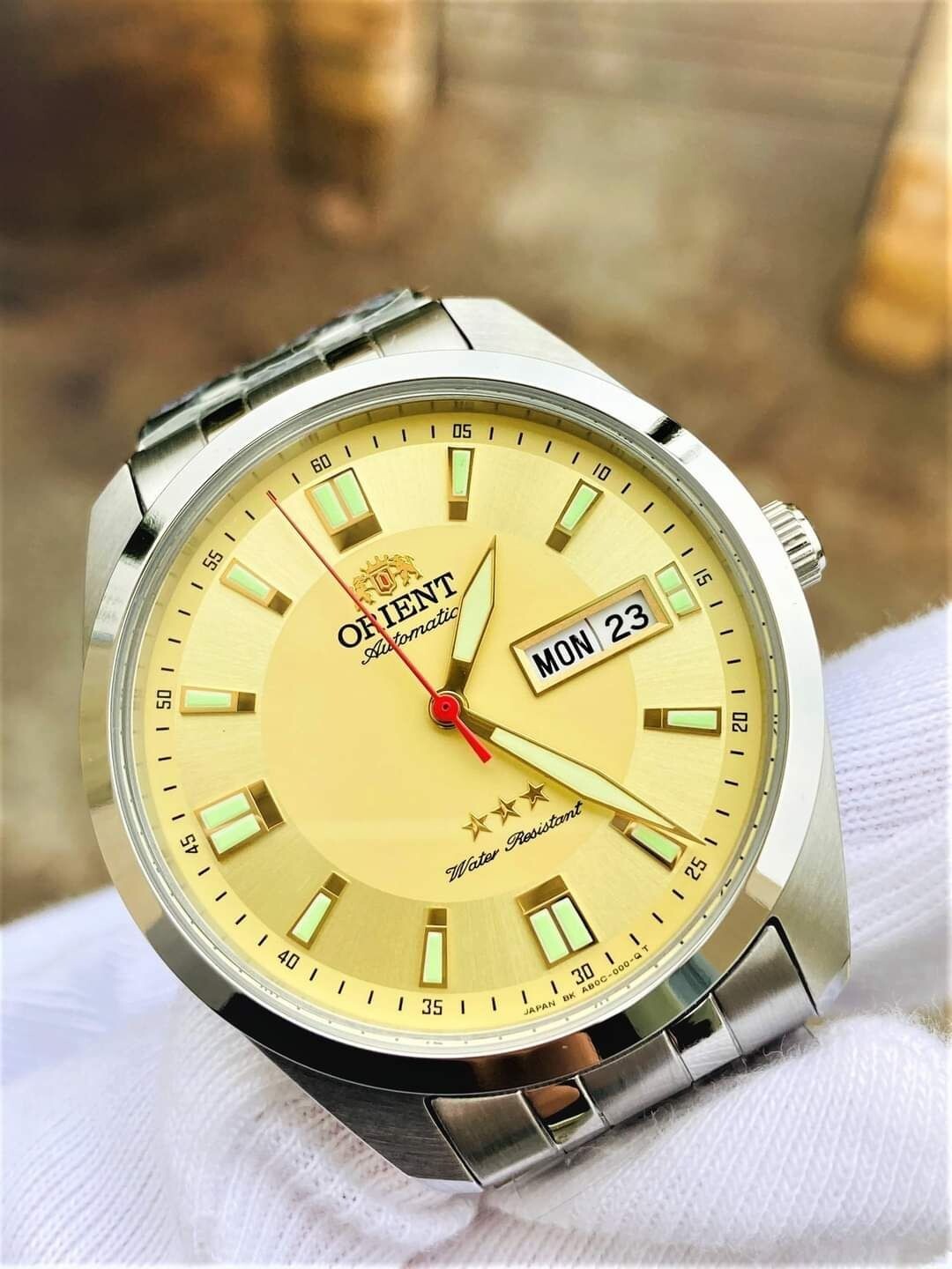 Pre-owned Orient Rare  Tristar Automatic Lume Hands Sab0c002c Champagne Dial Made In Japan