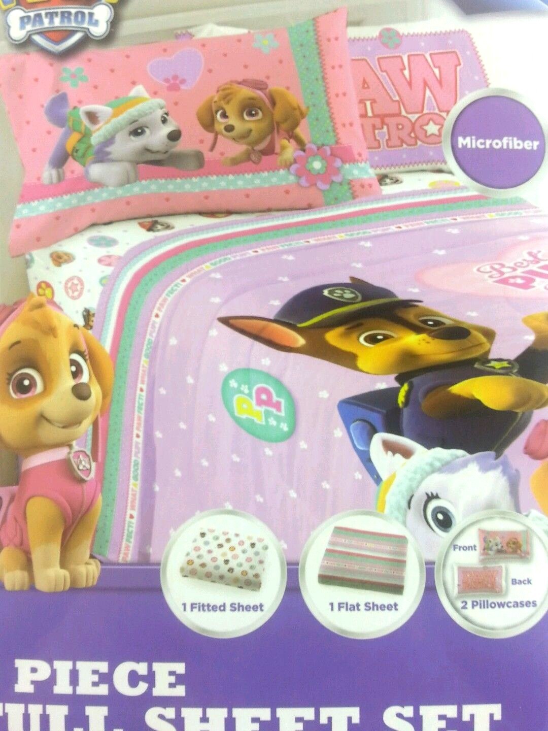Paw Patrol 4 Piece Full Sheet Set Microfiber Pink