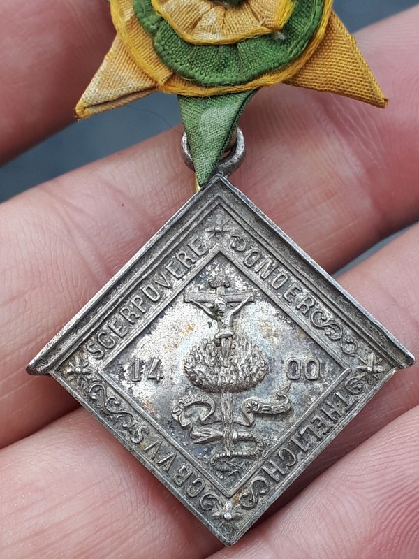 Medaille Religieuse A IdentifiÃ© 1400 ArgentÃ© Tbe 9g 31mm MaÃ§Onnique ?Rare 