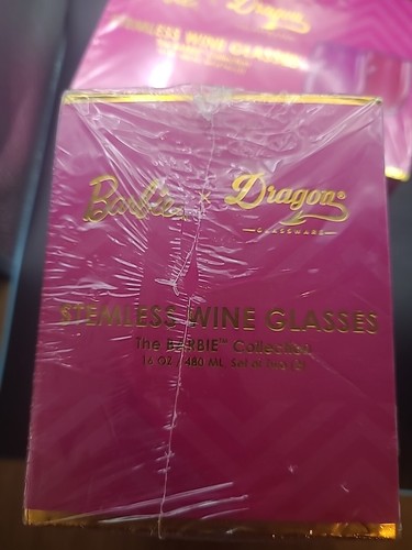 2 X Barbie x Dragon Glassware Stemless Wine Glasses Barbie Collection Set of 4