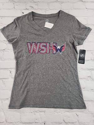 NHL Washington Capitals Logo Tee T-shirt Ultra Soft V-Neck SS  Women L - NEW
