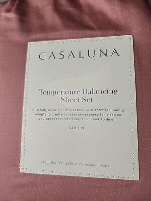 Casaluna 300 Thread Count Cotton Blend Satin 4PC Sheet Set Cooling Feel