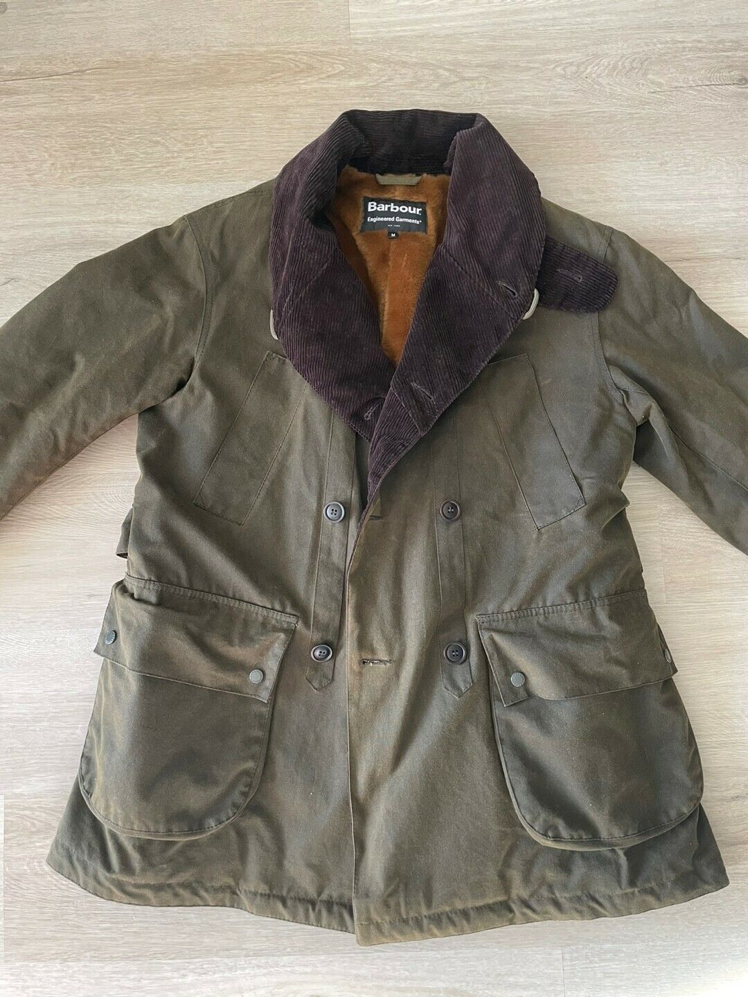 Barbour x Engineered Garments Mackinaw, sz. Medium, Olive, insulated wax Barbour x Engineered Garments Mackinaw, sz. Medium, Olive, insulated wax