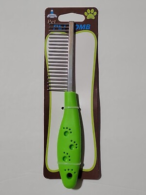 METAL PET COMB WITH CUSHION GRIP HANDLE NEW 